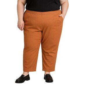 Abound Womens Plus Size 4X Rust Orange Elastic Back Pants